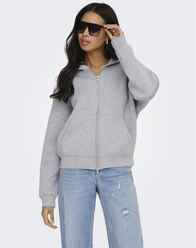 Only - ONLNaomi Two-Way Zip Hoodie - Light Grey Melange